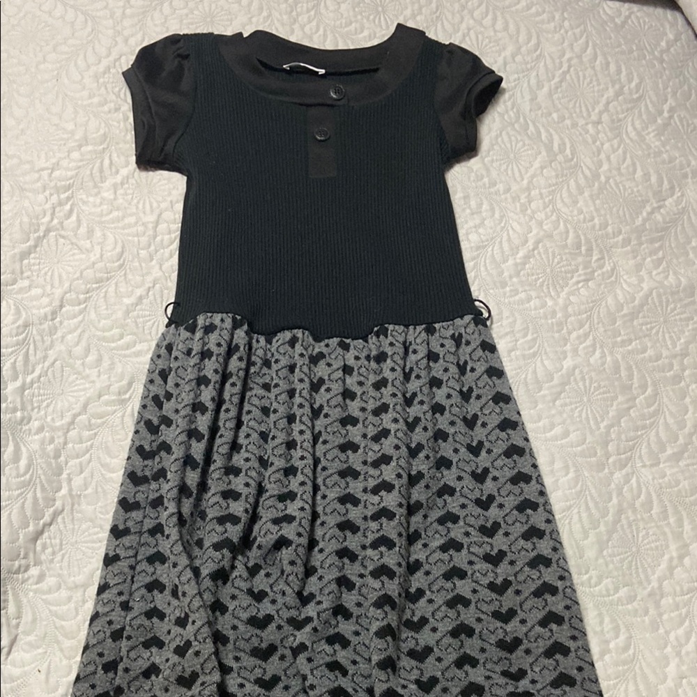 Promod Black and White Pleated Midi Sundress